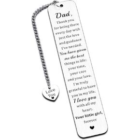 Dad Birthday Gift, Dad Christmas Gift from Daughter, Dad Bookmark, Dad Stocking Stuffers for Men, Valentines Day Fathers Day Wedding Graduation Christmas Gifts for Dad Husband, Dad Gifts from Daughter