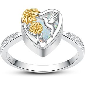 Hummingbird Cremation Urn Rings Holds Loved Ones Ashes 925 Sterling Silver Cremation Keepsake Ring Jewelry for Women