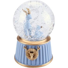 Elk Snow Globe Automatic Luminous Crystal Ball Battery Operated Music Snowball for Christmas Birthday Gift Resin Automatic Music Box for Xmas Table Decoration