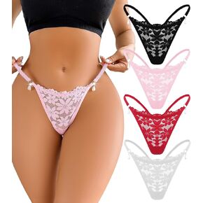 G-String Thongs for Women Sexy Lace T Back Underwear Low Rise No Show Cheeky Panties