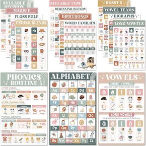 15 Pcs Boho Parts Of Speech Posters For Classroom (11"x17") English Classroom Posters, Ela Posters For Middle School, Grammar Posters for Classroom, English Poster, Parts Of Speech Posters - UNFRAMED