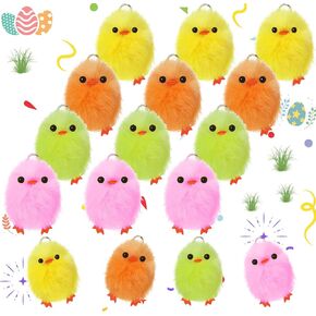 12 Pieces Easter Fur Chicks Fluffy Chenille Chicks Soft Plush Toys Easter Chicks 2.5 Inches Kids DIY Egg Bonnet Decorations Chick Plush Stuffed Animal for Party Favors(Multiple Colors)