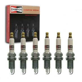 6 pc Champion Iridium Spark Plugs compatible with Jeep Wrangler 4.0L 4.2L L6 1987-2006