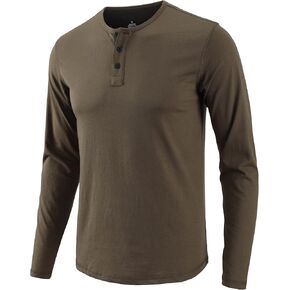 Mens Henley T-Shirts Long Sleeve Classic Fashionable Cotton Casual Basic Shirts with Button Closured Front Placket