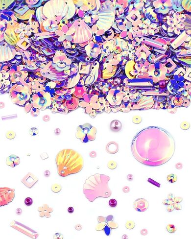 لوازم حرفية مختلطة من الترتر والتلألؤ، خرزات أرجوانية متلألئة متنوعة من الترتر لتزيين فن صناعة المجوهرات بنفسك، حفلات الملابس المصنوعة يدويًا، 2000 قطعة in Kuwait