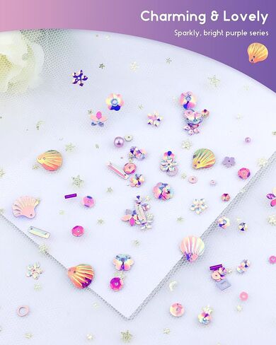 لوازم حرفية مختلطة من الترتر والتلألؤ، خرزات أرجوانية متلألئة متنوعة من الترتر لتزيين فن صناعة المجوهرات بنفسك، حفلات الملابس المصنوعة يدويًا، 2000 قطعة in Kuwait