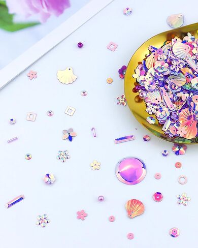 لوازم حرفية مختلطة من الترتر والتلألؤ، خرزات أرجوانية متلألئة متنوعة من الترتر لتزيين فن صناعة المجوهرات بنفسك، حفلات الملابس المصنوعة يدويًا، 2000 قطعة in Kuwait