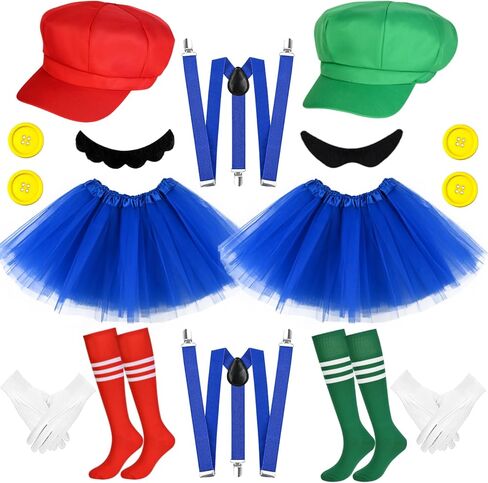 16 قطعة من أزياء الهالوين سوبر رول بلاي بروس تتضمن قبعات سباك وتنورات توتو وجوارب للركبة وحمالات وقفازات وأزرار للنساء in Kuwait