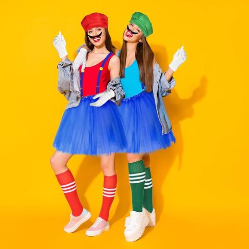 16 قطعة من أزياء الهالوين سوبر رول بلاي بروس تتضمن قبعات سباك وتنورات توتو وجوارب للركبة وحمالات وقفازات وأزرار للنساء in Kuwait