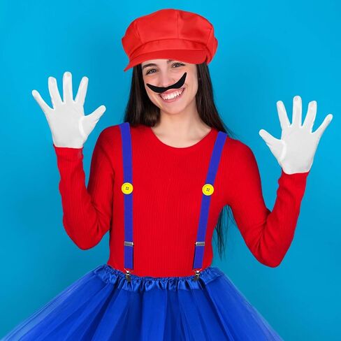 16 قطعة من أزياء الهالوين سوبر رول بلاي بروس تتضمن قبعات سباك وتنورات توتو وجوارب للركبة وحمالات وقفازات وأزرار للنساء in Kuwait