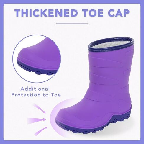 Kids Winter Rain Boots, Insulated Warm Snow Boots, Children Waterproof Mud Boots for Boys and Girls, Toddler/Little Kid/Big Kid in Saudi Arabia