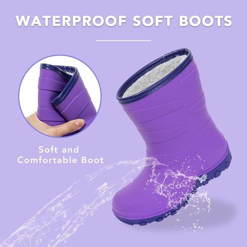 Kids Winter Rain Boots, Insulated Warm Snow Boots, Children Waterproof Mud Boots for Boys and Girls, Toddler/Little Kid/Big Kid in Saudi Arabia