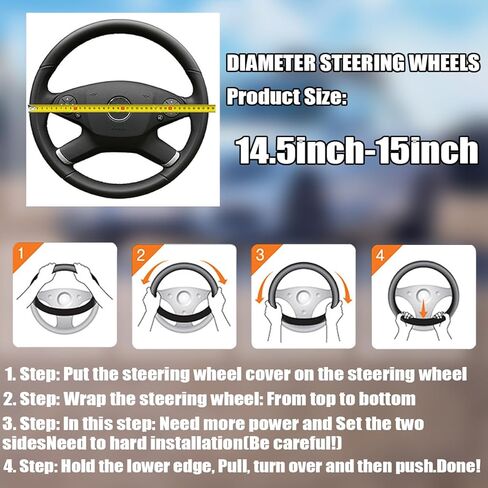 BELOMI Leather Elastic Steering Wheel Cover, Universal 15 Inch, Non-Slip and Breathable, Car Interior Accessories, Durable Waterproof Steering Wheel Protector Wrap for Sedan, SUV, Truck (Gray) in Saudi Arabia