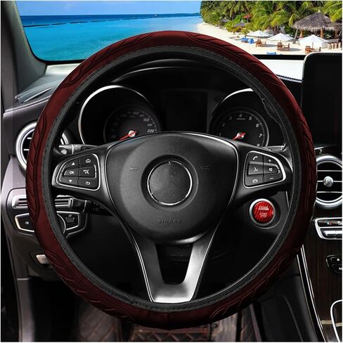 BELOMI Leather Elastic Steering Wheel Cover, Universal 15 Inch, Non-Slip and Breathable, Car Interior Accessories, Durable Waterproof Steering Wheel Protector Wrap for Sedan, SUV, Truck (Gray) in Saudi Arabia