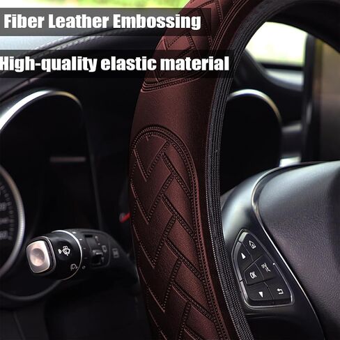 BELOMI Leather Elastic Steering Wheel Cover, Universal 15 Inch, Non-Slip and Breathable, Car Interior Accessories, Durable Waterproof Steering Wheel Protector Wrap for Sedan, SUV, Truck (Gray) in Saudi Arabia