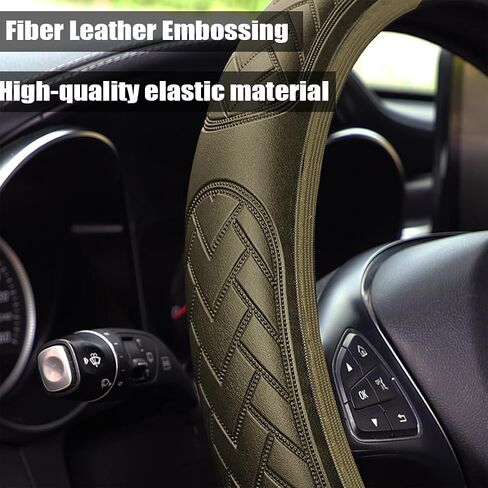 BELOMI Leather Elastic Steering Wheel Cover, Universal 15 Inch, Non-Slip and Breathable, Car Interior Accessories, Durable Waterproof Steering Wheel Protector Wrap for Sedan, SUV, Truck (Gray) in Saudi Arabia