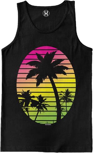 Haase Unlimited Palm Tree Scene - Vacation Tropical Men's Tank Top in Saudi Arabia