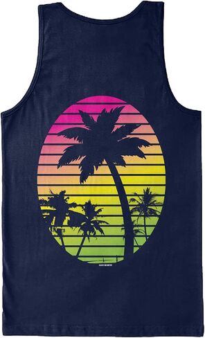 Haase Unlimited Palm Tree Scene - Vacation Tropical Men's Tank Top in Saudi Arabia
