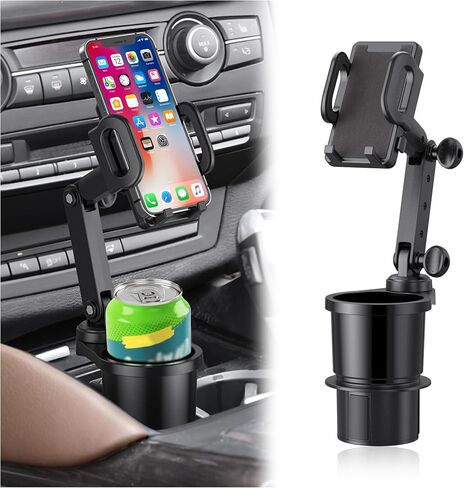 حامل أكواب 2 في 1 للهاتف، حامل أكواب قابل للتعديل للسيارة، حامل هاتف للسيارة قابل للدوران 360 درجة، ملحقات داخلية أساسية للسيارة والشاحنات وسيارات الدفع الرباعي in Kuwait