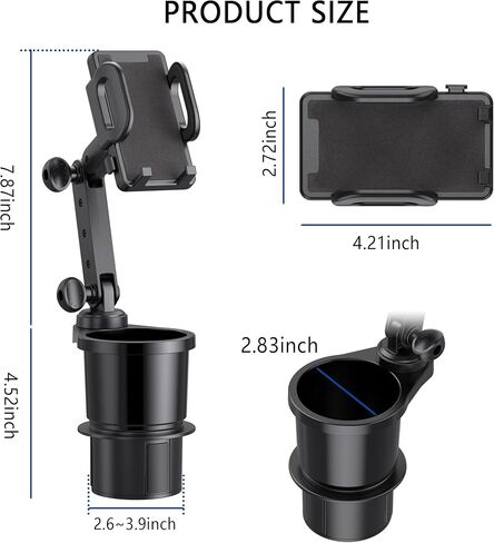 حامل أكواب 2 في 1 للهاتف، حامل أكواب قابل للتعديل للسيارة، حامل هاتف للسيارة قابل للدوران 360 درجة، ملحقات داخلية أساسية للسيارة والشاحنات وسيارات الدفع الرباعي in Kuwait