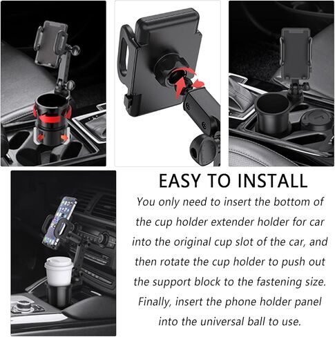حامل أكواب 2 في 1 للهاتف، حامل أكواب قابل للتعديل للسيارة، حامل هاتف للسيارة قابل للدوران 360 درجة، ملحقات داخلية أساسية للسيارة والشاحنات وسيارات الدفع الرباعي in Kuwait