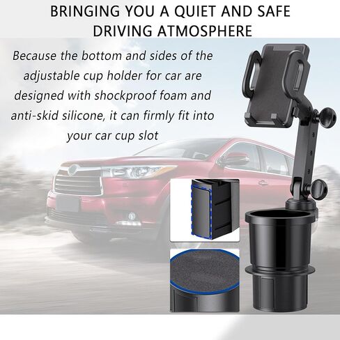 حامل أكواب 2 في 1 للهاتف، حامل أكواب قابل للتعديل للسيارة، حامل هاتف للسيارة قابل للدوران 360 درجة، ملحقات داخلية أساسية للسيارة والشاحنات وسيارات الدفع الرباعي in Kuwait