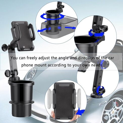 حامل أكواب 2 في 1 للهاتف، حامل أكواب قابل للتعديل للسيارة، حامل هاتف للسيارة قابل للدوران 360 درجة، ملحقات داخلية أساسية للسيارة والشاحنات وسيارات الدفع الرباعي in Kuwait