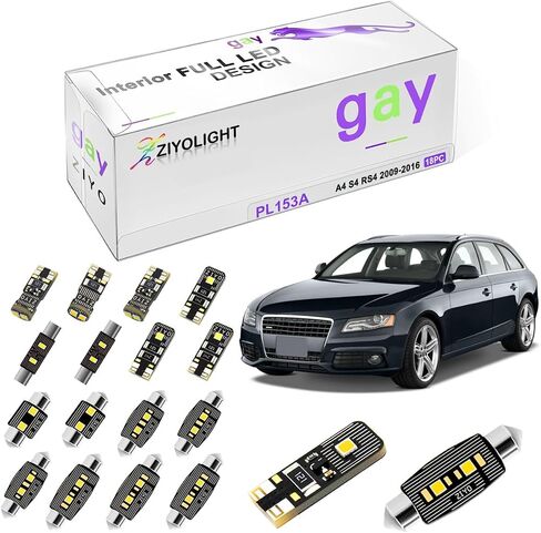 PL153A Replacement for AUDI A4 S4 RS4 Avant B8 2009-2016 LED Interior Light kit Accessories Package, 6000K White Dome Light Bulbs Upgrade (18 Bulbs) in Saudi Arabia