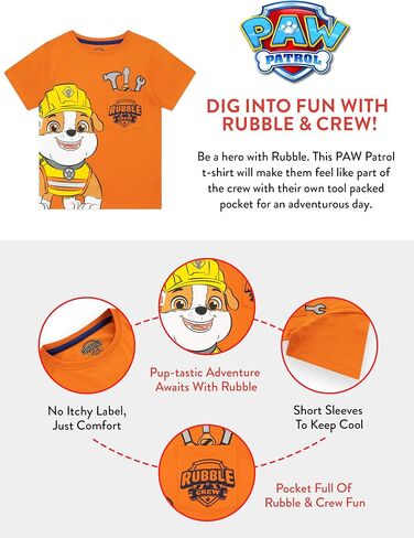 Paw Patrol Shirt for Boys | Rubble and Crew Boys Tshirt | Boys' Tops, Tees & Shirts in Saudi Arabia