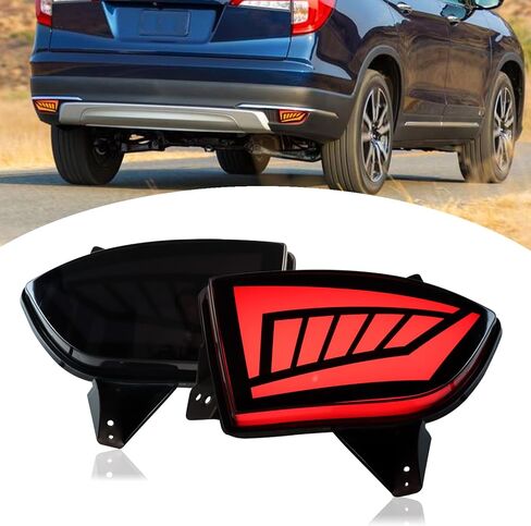 مصابيح LED عاكسة للضوء للضباب الخلفي متوافقة مع Honda Pilot 2019-2022 EX EX-L Touring DRL إشارة الانعطاف (أحمر) in Saudi Arabia