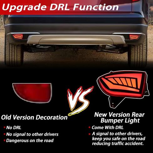 مصابيح LED عاكسة للضوء للضباب الخلفي متوافقة مع Honda Pilot 2019-2022 EX EX-L Touring DRL إشارة الانعطاف (أحمر) in Saudi Arabia