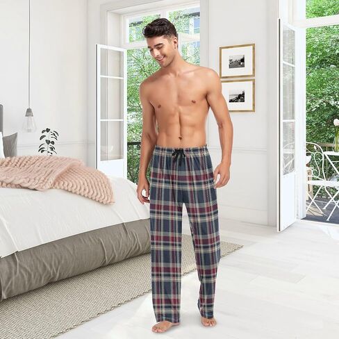 Pfrewn Men's Pajama Pants Christmas Winter Elastic Waistband Soft Lightweight Sleep Lounge Pajama Bottoms with Pockets,S-XXL in Kuwait