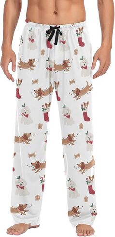 Pfrewn Men's Pajama Pants Christmas Winter Elastic Waistband Soft Lightweight Sleep Lounge Pajama Bottoms with Pockets,S-XXL in Kuwait