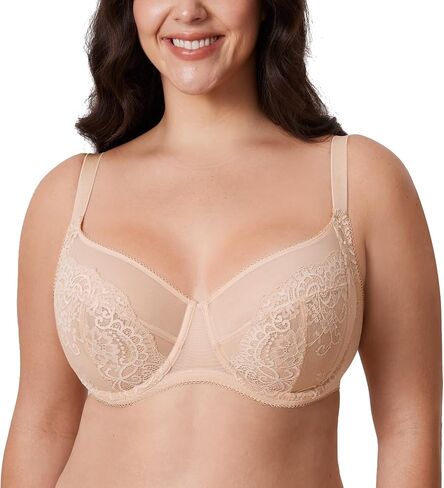 حمالة صدر دانتيل للنساء من DELIMIRA مقاس كبير بتغطية كاملة وحمالات صدر مثيرة غير مبطنة in Kuwait