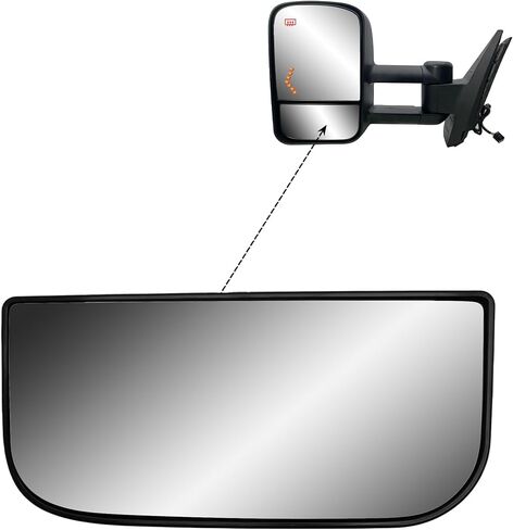 Replacement Driver Left Side Door Towing Mirror Small Lower Glass Convex with fixing kits for Chevy Silverado Sierra from 2003 to 2013 in Saudi Arabia