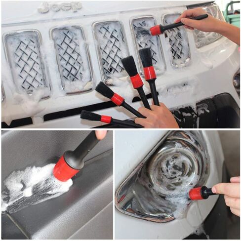 SGCB Soft Car Detailing Brush Set, Nature Boar Hair Bristle Synthetic Fibers Blend Brush for Auto Detail, Wet & Dry Use Scratch Free Auto Clean Brushes for Interior Exterior Wheel Dashboard Air Vent in Saudi Arabia