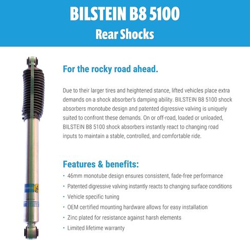 Bilstein B8 5100 Set of Front and Rear Shock Absorbers for 2009-2022 Ram 1500 with 0-2.8 Inch Front and 0-1 Inch Rear Lift | Includes TrendsAuto Decal | 24-317887 24-187374 in Saudi Arabia