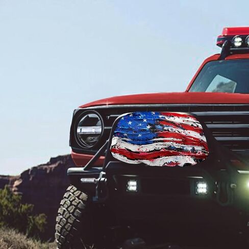 Winch Cover Waterproof Winch Accessories, American Flag Print Vehicle Winch Protection Cover Dust-Proof Winch Protective Cover for Electric Winches 8500-17500 Lbs, Easy to Install in Saudi Arabia