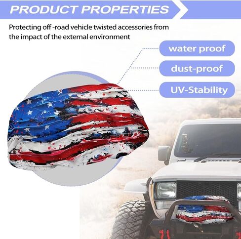 Winch Cover Waterproof Winch Accessories, American Flag Print Vehicle Winch Protection Cover Dust-Proof Winch Protective Cover for Electric Winches 8500-17500 Lbs, Easy to Install in Saudi Arabia