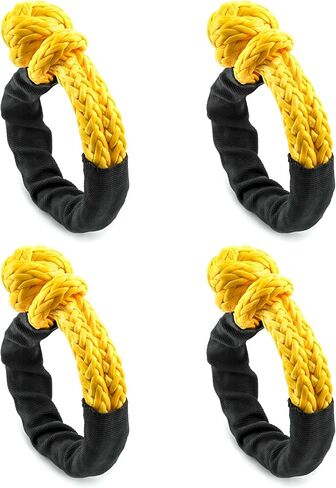 QWORK Synthetic Soft Shackle for Road Towing Sailing ATV Truck, 4 Pack 1/2 Inch x 20 Inch, 42,000lbs Breaking Strength Synthetic Rope Shackle Recovery Rope with Sleeve in Saudi Arabia