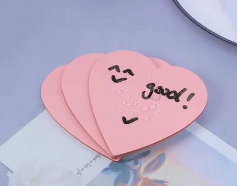 ONLYKXY 3 Pack Heart Shaped Transparent Sticky Notes 2.8X2.8in Waterproof Self-Stick Book Tabs 150 Sheets PET Markers Sticky Notes Pad (Pink) in Saudi Arabia