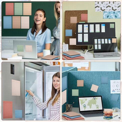 60 Pack/ 1800 Sheets Sticky Notes Including 30 Pack 4'' x 6'' and 30 Pack 3'' x 3'' Aesthetic Sticky Pads 6 Colors Adhesive Self Stick Note Pads for Office Desk School Supplies (Lined Style) in Saudi Arabia