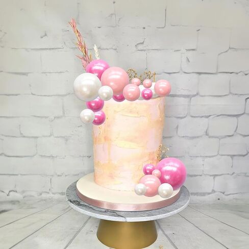 Ephlyn 30Pcs Balls Cake Topper Foam Ball Cake Picks Mini Balloon Cupcake Insert Bubble Balls DIY Decoration for Baby Shower Kids Birthday Party Decorations Pearl White Pink Rose Red in Kuwait