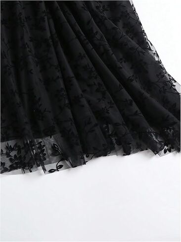 Verdusa Women's Floral Print Y2k Mesh High Waist A Line Fishtail Flowy Long Skirt in Kuwait