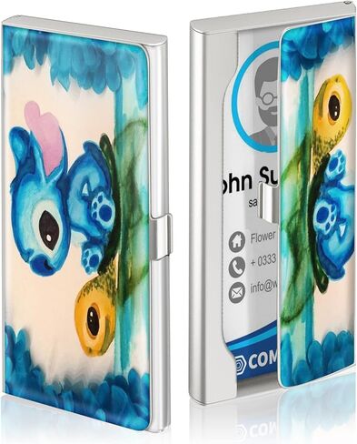 Akkya حافظة بطاقات العمل للنساء والرجال، رسوم متحركة معدنية لطيفة باللون الأزرق النحيف، محفظة بطاقات العمل، هدايا لطيفة لوكلاء العقارات in Kuwait