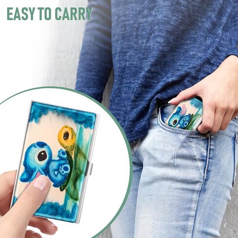 Akkya حافظة بطاقات العمل للنساء والرجال، رسوم متحركة معدنية لطيفة باللون الأزرق النحيف، محفظة بطاقات العمل، هدايا لطيفة لوكلاء العقارات in Kuwait