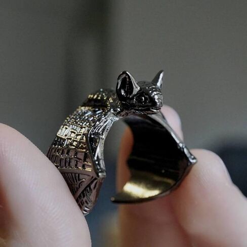 3 Pcs Vintage Bat Rings Set Gothic Bat Ring Open Adjustable Black Punk Bat Wing Ring Stackable Knuckle Finger Ring Jewelry for Women Men in Kuwait