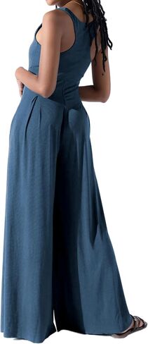 Women Ribbed Racerback Wide Legs Jumpsuit 2024 Casual Sleeveless One Piece Overalls Playsuit Long Pant Rompers in Saudi Arabia