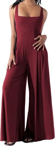 Women Ribbed Racerback Wide Legs Jumpsuit 2024 Casual Sleeveless One Piece Overalls Playsuit Long Pant Rompers in Saudi Arabia