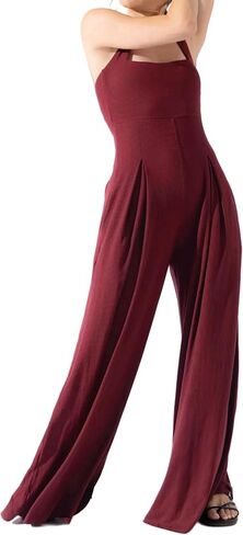 Women Ribbed Racerback Wide Legs Jumpsuit 2024 Casual Sleeveless One Piece Overalls Playsuit Long Pant Rompers in Saudi Arabia